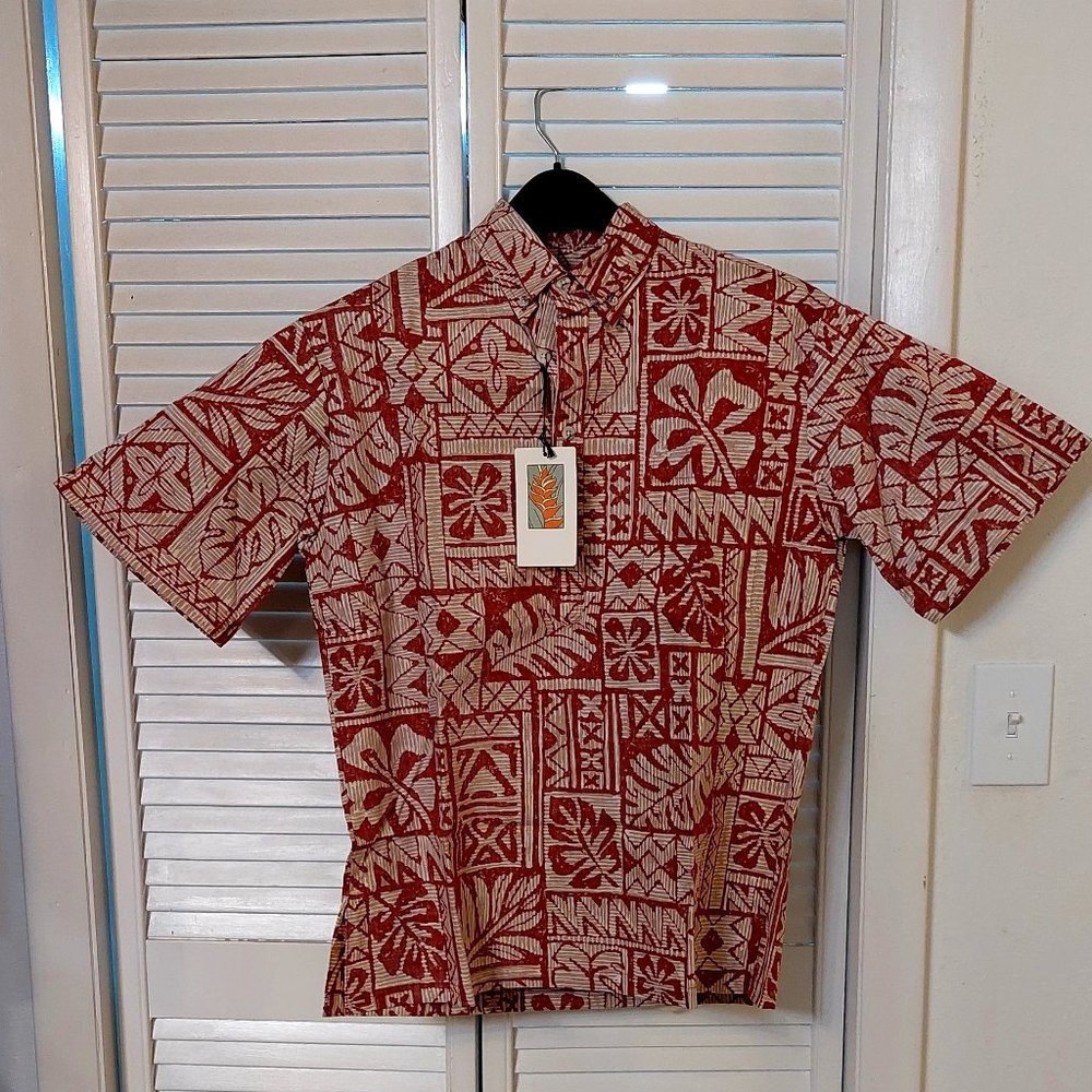 Vintage Tori Richard Burgundy Flower Print Hawaiian Shirt